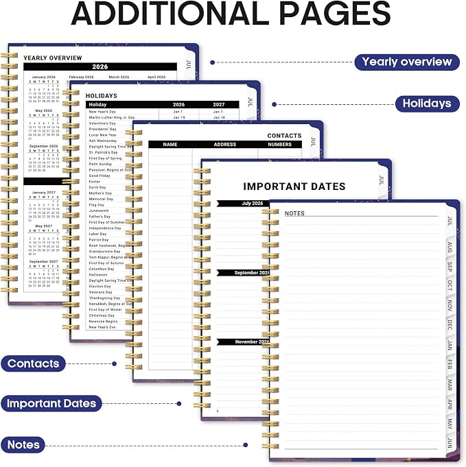 Academic Planner 2026-2027, Jul 2026-Jun 2027 Monthly & Weekly Planner