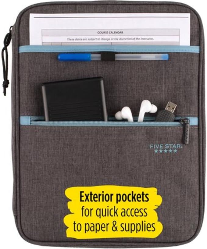 Five Star Carry-All Zipper Binder: 1 in. / 375 Sheet Capacity (Grey)