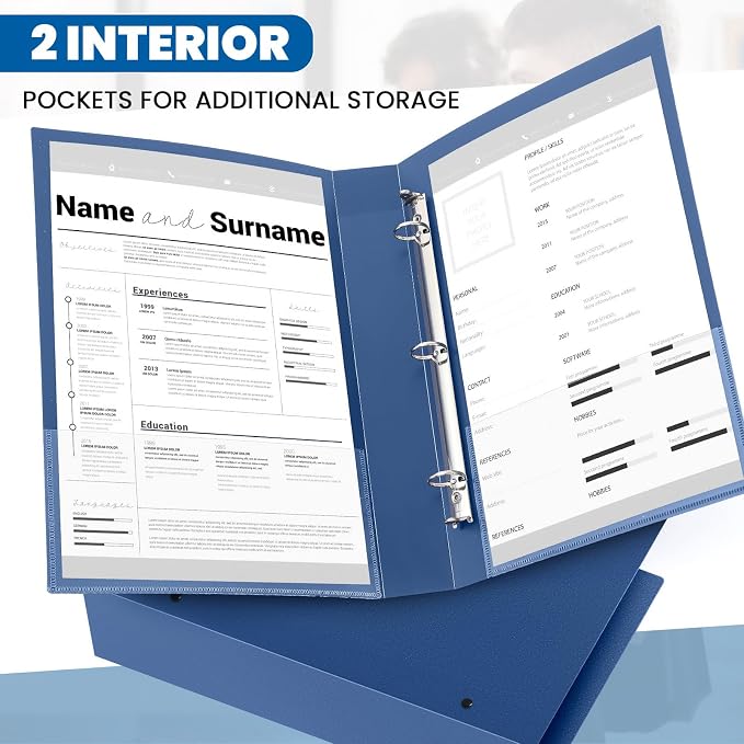 Henoyso 4 Pcs Legal Size Binder 3 Ring 2" Durable Navy Blue Binders for 8.5" x 14" Paper Hold up to 375 Sheets for Documents Artwork Blueprints, Office, Home, Workplaces