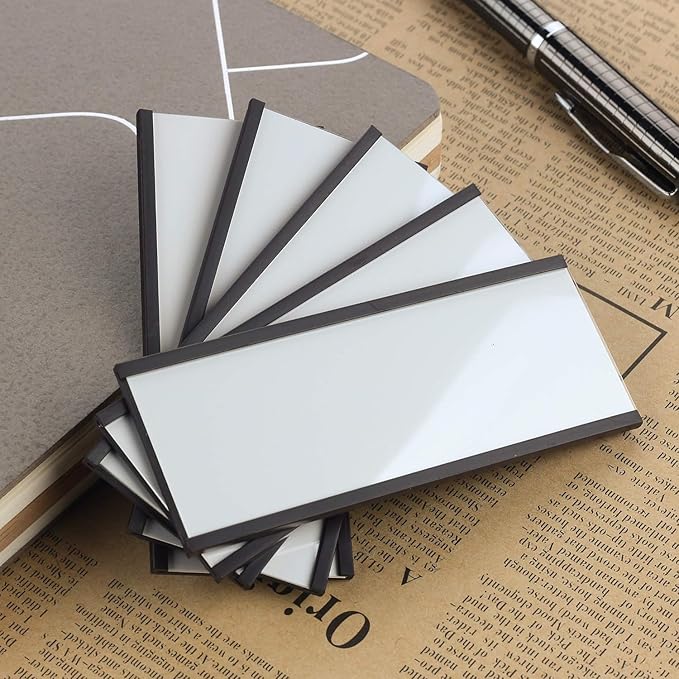 LLPT Magnetic Label Holder 5" x 3" 26 Packs C Channel White Paper Cards Protective Film Strong Removable for Shelf White Board Toolbox Metal Wall Cabinet Drawer(MH53026)