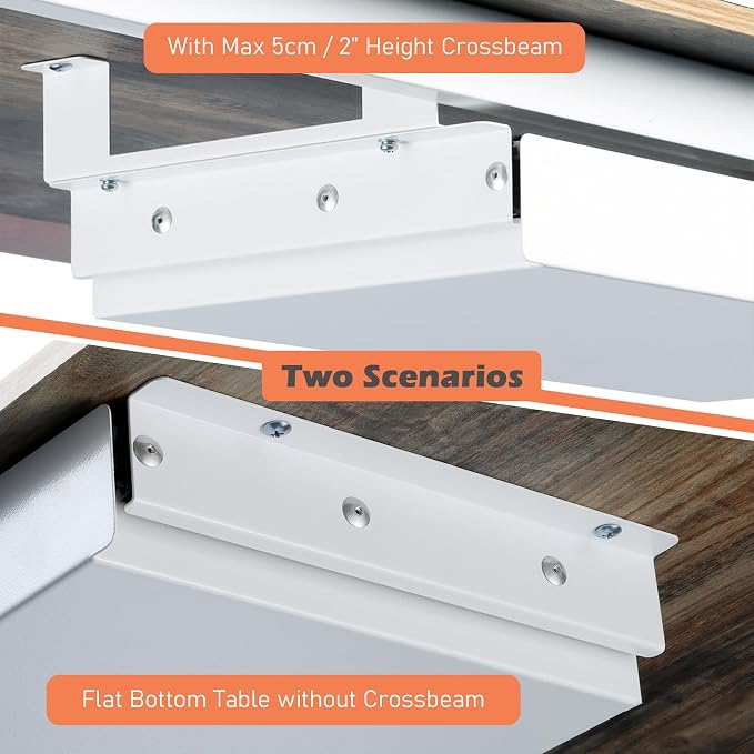 Under Desk Drawer 21" with 4 Divider Trays, Storage Drawer Organizer | White, Under Counter, Desk Accessory, Attachable for Workbench, Adjustable Brackets, for Desk Lip with Crossbar, Clamp Mount