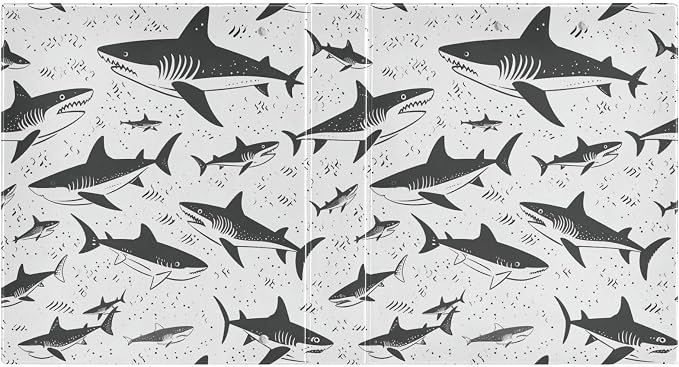 JIPONI 3 Ring Binder Sharks Black 1 Inch Round Binders for Men Women Students, Cute File Organizer for Office School, 1pc
