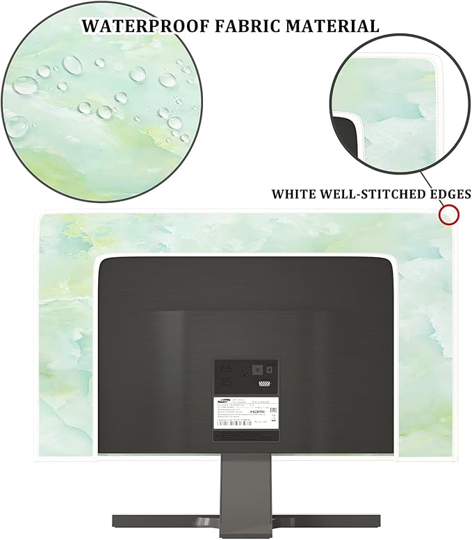 Baocicco Sage Green Marble Waterproof TV Dust Cover 70 Inch Anti-Static Dustproof Abstract Creative Desige Television Accessories TV LCD Screen Texture TV Decoration for Tablet