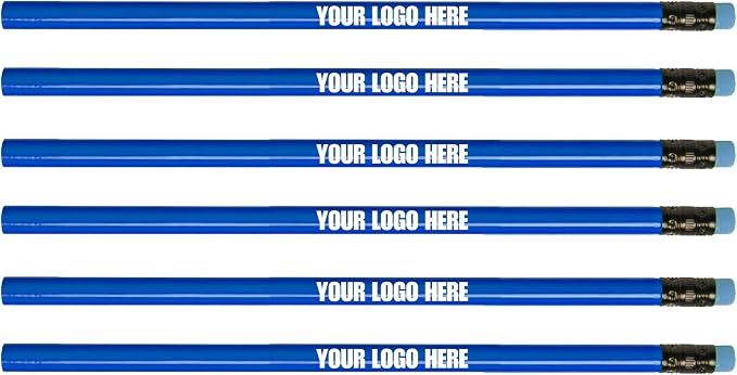 Custom Round Neon Pencil. Promotional Personalized Imprinted Round Pencils. Custom Printed Name/Business/Event Information (Neon Blue, 1000 Count, Pack of 1)