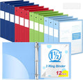 Henoyso 1.5 Inch 3 Ring Binders with Clear Front Cover and 2 Pockets, Round Ring Binders Fits 8.5'' x 11'' Letter Size Paper for School Office Supplies, 12 Pack (Assorted Fresh Color)