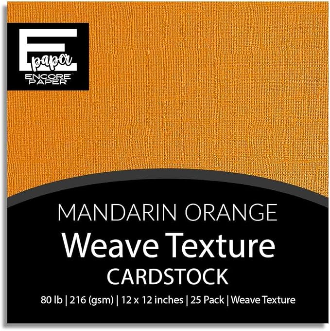 Mandarin Orange—12x12 Textured Cardstock | 80lb Textured Orange Scrapbook Paper | Premium Cardstock for Cricut Cutting | 25 Sheets