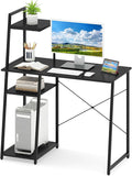 Giantex Computer Desk with Shelves, 47.5” Home Office Desk with Bookshelf, Host Stand, Metal Frame, PC Laptop Workstation, Modern Study Writing Desk for Bedroom, Small Space (Black)