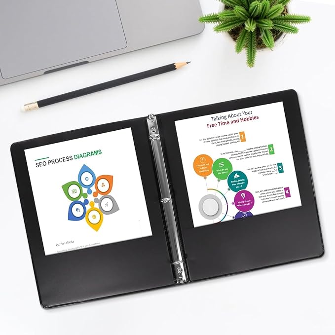 Trail Maker 1 inch Binders (50 Pack),3 Ring Hardcover Binders in Bulk with Clear View Cover, Pockets for Classroom, Office, Portfolios | Bulk School, Teacher, Office Supplies (Black Only Pack)