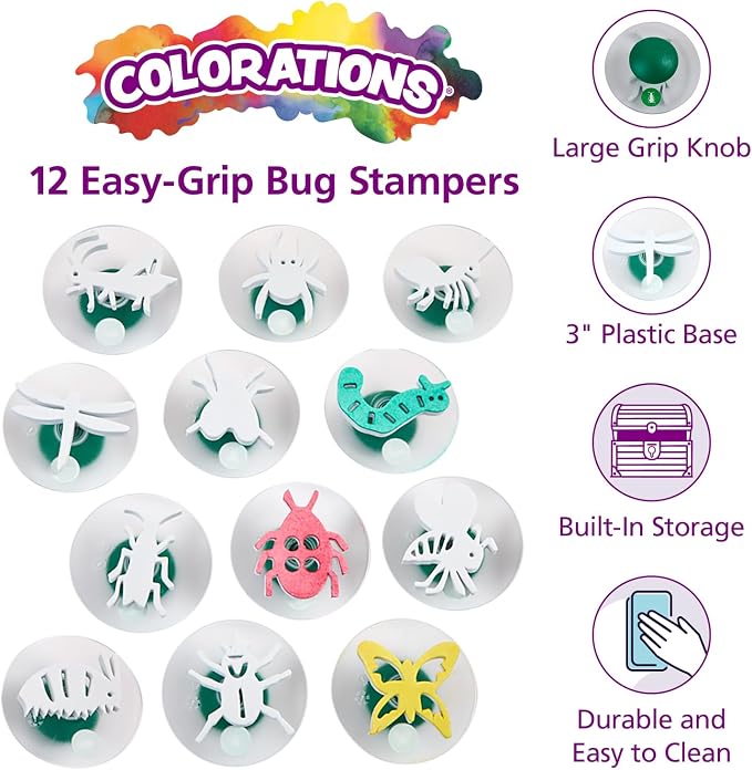 Colorations BUGST Easy-Grip Stampers, Bug Story (Pack of 12)