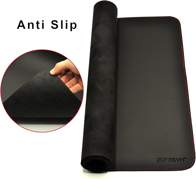 ZORESYN XL Large Mouse Pads (35.4"x15.8") - PU Leather Gaming Mousepad Desk Mat - Nonslip Base and Waterproof Desktop Keyboard Extended Mouse Mat (Black, X-Large)