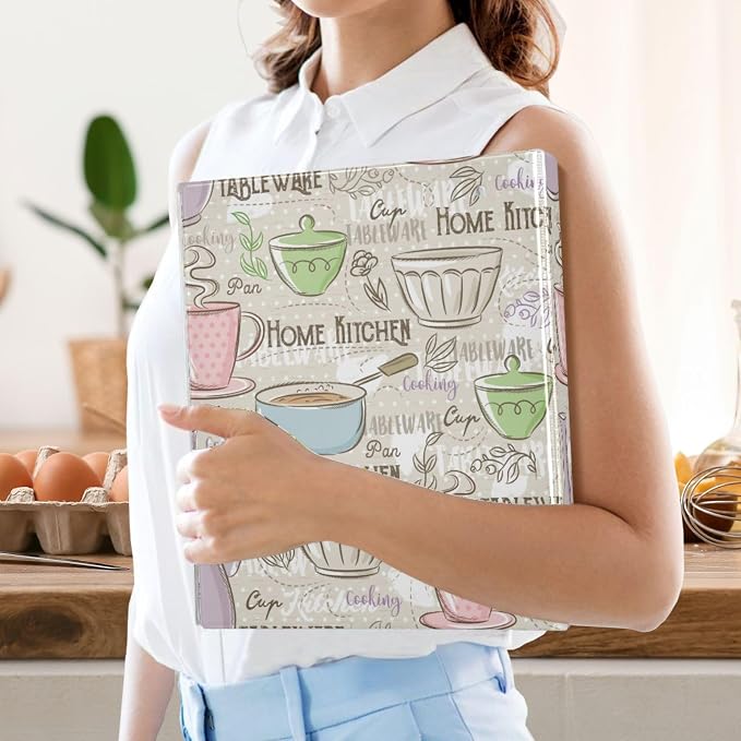 Personalized Recipe Binder 8.5x11 3 Ring Recipe Binder Customized Cook Book Binders with Clipboard&Pockets Large Recipe Organizer for Kitchen, Recipes, Family-Light Tan Home Kitchen Coffee, 2 Pack