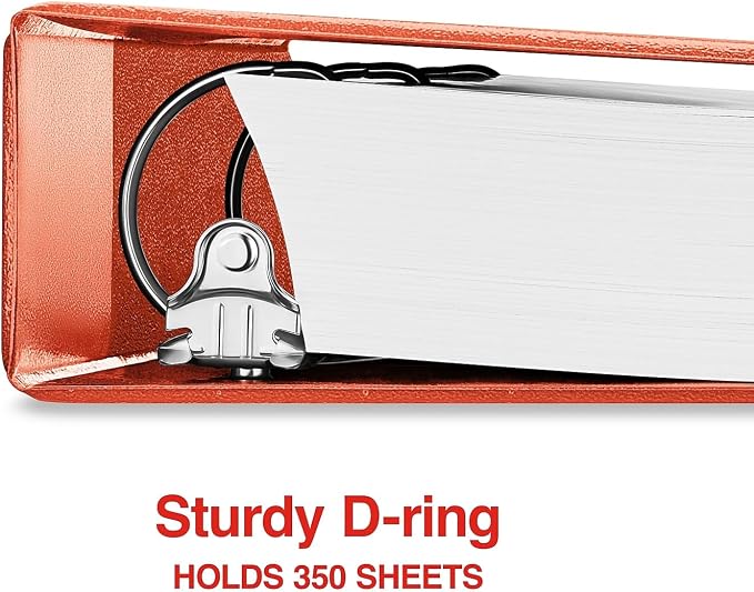 Staples Standard 1.5-Inch 3-Ring View Binder, Holds Up to 350 Sheets, Orange, Durable Binder for Office & School