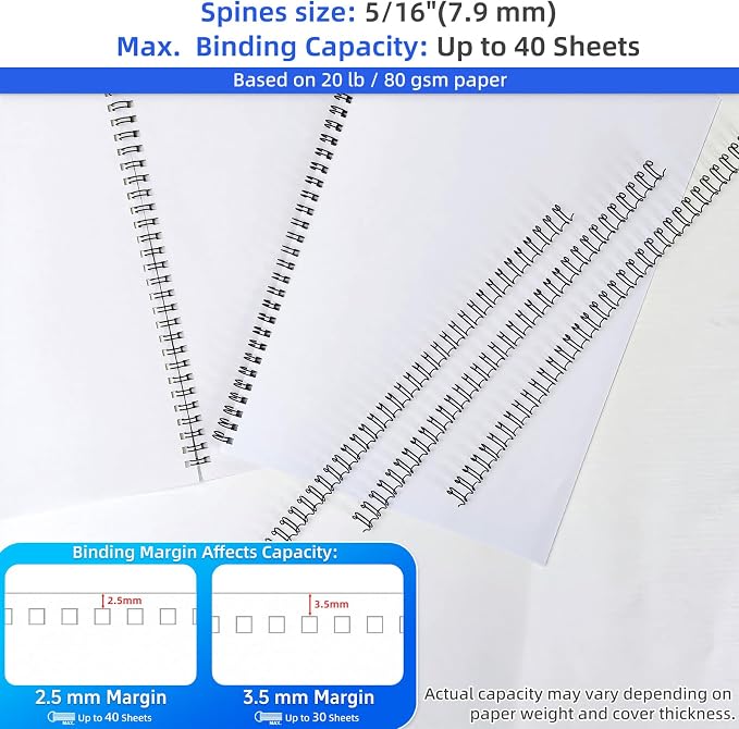 Rayson Wire Binding Spines, 5/16" 3:1 Pitch, 32-Loop Black, 100 Pack | Binds up to 40 sheets; fits 3:1 pitch machines for reports, manuals and projects.