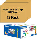 BAZIC Products Neon Pencil-Top Eraser Caps, Latex-Free, PVC-Free, 12-Box