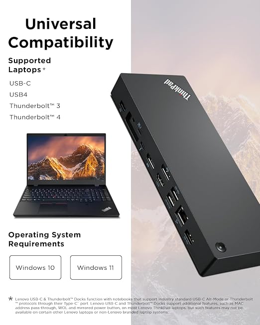 Lenovo ThinkPad Universal Thunderbolt 4 Dock | 4 Displays | 100W Charge