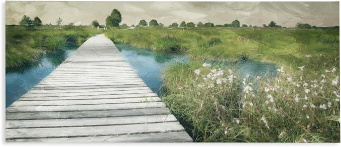 Stupell Industries 'Walkway On The Marsh', Canvas Art, 40 x 17 Inches, Easy to Hang and Sturdy, Made in USA, by Milli Villa | Stupell Industries · By Milli Villa · Ready to hang · Calm lake house decor · Made in USA