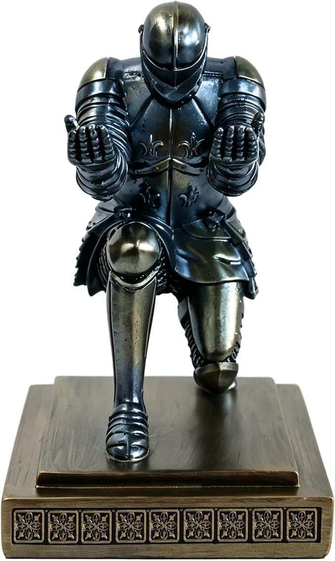 Soldier Executive Knight Pen Holder Personalized Desk Organizers Blue | Desk Accessory Pen Stand for A Gift - Decorative Resin Pencil Holders Desk Organizer For Men