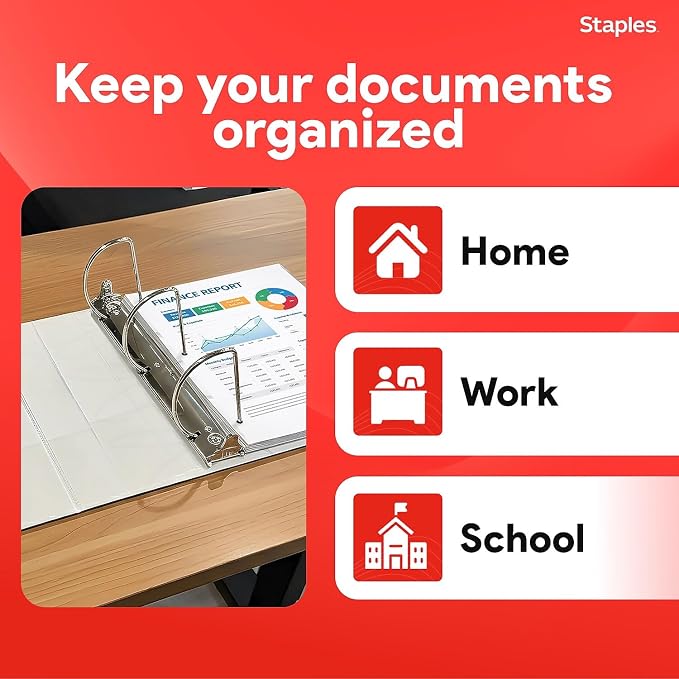 Staples 5" 3-Ring View Binder, D-Ring, White (55416/26360)
