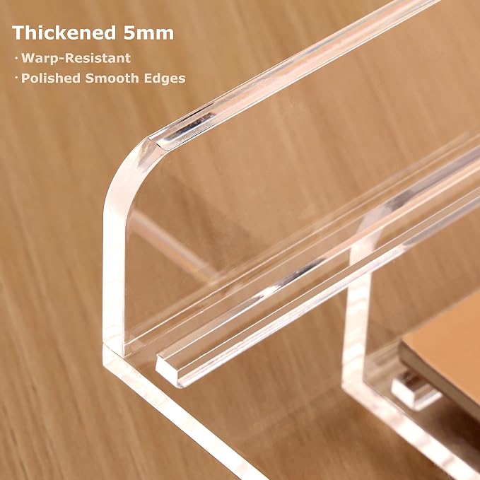 Acrylic Desk Organizer, Stackable Paper Organizer Letter Tray 4-Tier Clear | Enlarged File Organizer for Documents, Files, Letters, A4 Paper, Books, Notes, Mail & Paper Storage, Office Classroom Home