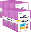 Enday 1/2 inch Binder 3 Ring Binder (24 Pack - Purple) O-Ring Binder with Clear View Cover and 2 Inside Pocket - for Letter Size 8.5 x 11'' Paper, Ideal for School Supplies, Office, and Home