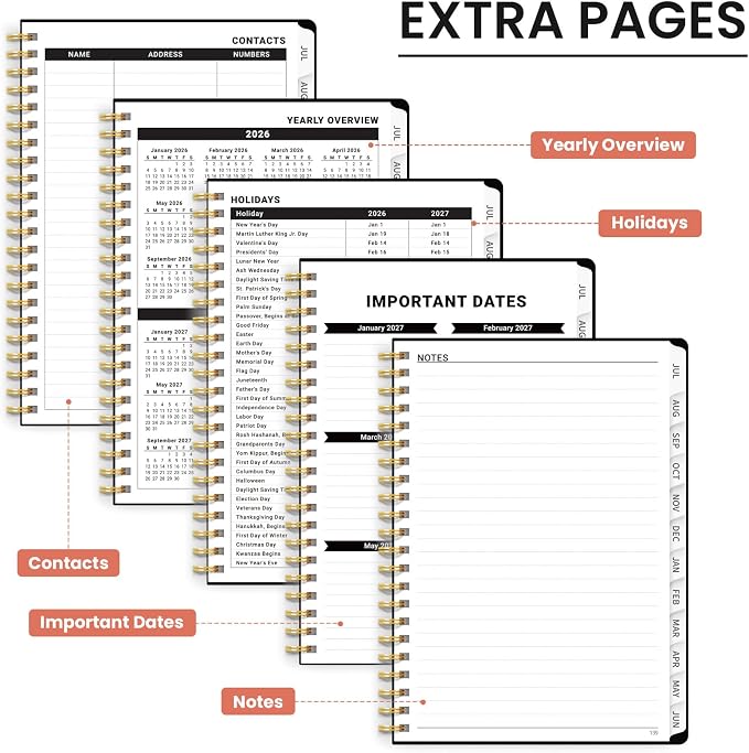 ZOTIA Academic Planner 2026-2027, Monthly & Weekly Jul 2026-Jun 2027 | Starlit Garden, 6.3" x 8.5" Calendar Planner for Women, Hardcover Pretty Organizer for Women, School Office Home Supplies