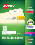 Avery TrueBlock File Folder Labels, 2/3" x 3-7/16", 1,800 Printable Labels, White, Permanent (75366)