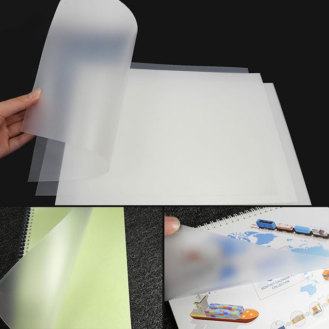 Rayson PP Frosted Binding Covers, 15 Mil, Letter Size, Unpunched, 50 Pack | Made from PP polypropylene with a frosted matte finish; flexible, durable covers help protect Letter-size documents.
