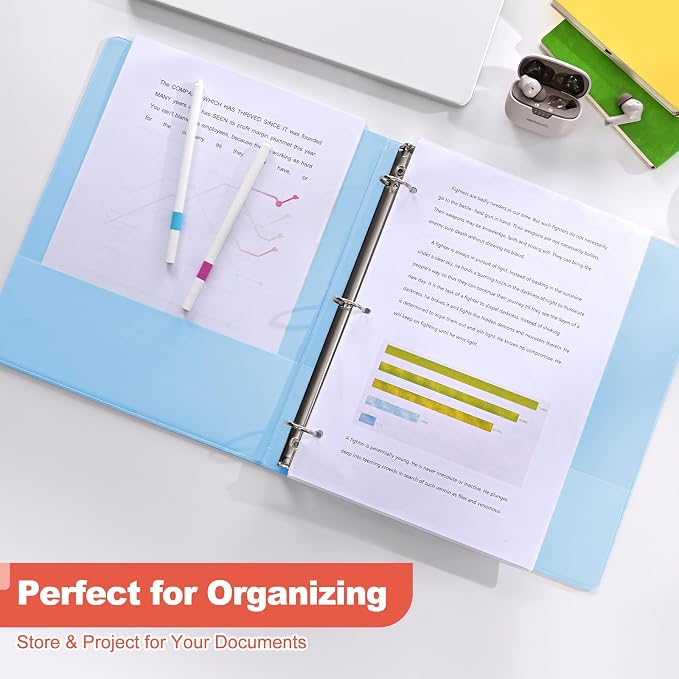 SUIN Basic 1-Inch 3-Ring-Binder, Customizable Clear View Cover, for US Letter Size 8-1/2 x 11'', Perfect for Office/School (Bright Colors -12 Pack)