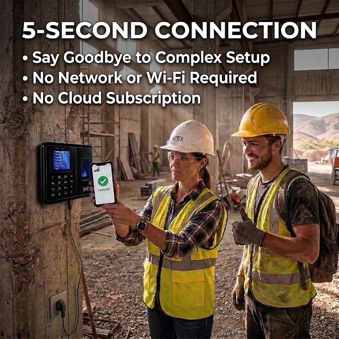 Time Clock System: App Control & 5s Fast Connection, Customizable Rules & 4 Payroll Reports, 10 IC Cards, No Monthly Fee Biometric Fingerprint Time Clocks for Employees Small Business
