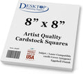 White Cardstock Squares 8" x 8" Eggshell Finish 120lb Cover - 100 Pack | Artist Quality Ultra-Thick (325gsm) Stock For Spin Art Refills, Drawing, Watercolor, Charcoal, Mixed Media, And Crafts