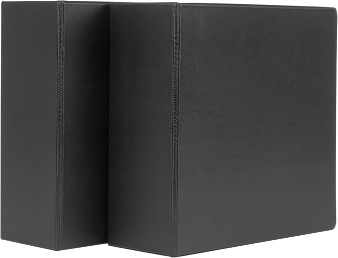 6 Pack Black 3-Ring Binders, 3", Slant D-Ring, Durable, EPI Premium, Heavy Duty, Holds 600 Sheets, Clear View Presentation, Non-Stick, 2 Inside Pockets, Organizer for School, Home Office