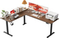 Agilestic 76 x 61 Inch L Shaped Electric Standing Desk, Dark Walnut | Corner Desk, Ample Workspace, Memory Presets, Hooks, Stable Steel Frame,176 lbs Capacity, Easy Assembly, Splice Board