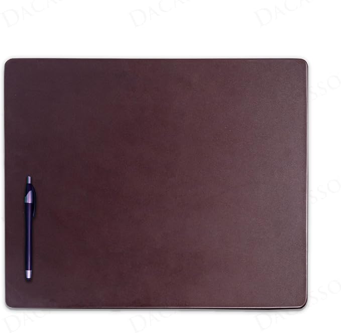 Dacasso Chocolate Brown Leather 17" x 14" Luxury Conference Table Pad - Leather Desk Blotter for Writing - Executive Desk Surface Protector