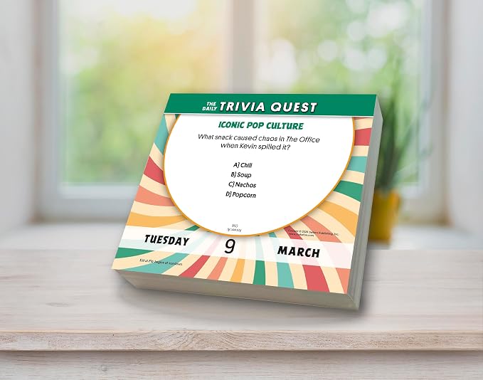 The Daily Trivia Quest 2027 Daily Desk Calendar: Boxed Page-a-Day Calendar for Home and Office Organization with Full-Color Tear-Off Pages & Cardboard Easel