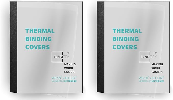 Binditek Thermal Binding Presentation Covers, 1/8 Inch Spine,Black,40 Pack