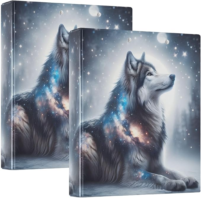 ALAZA 3 Ring Binder Fantasy Wolf on The Night Clipboard Round Ring Binder Holds 1.5 Inch Three Rings Binder Heavy Duty Binders for School Office Supplies, 1Pack