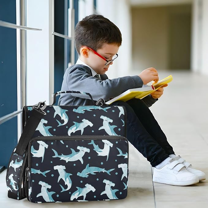 Hammerhead Shark Binder Bag 3 Ring Zipper with Handle Shoulder Strap | for School Work Office Organizer Storage Case