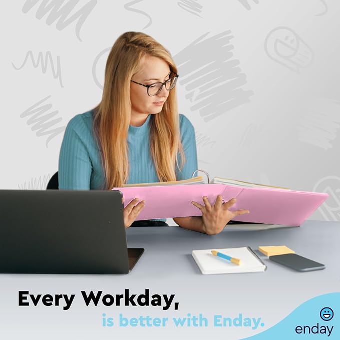 Enday 1/2 inch Binder 3 Ring Binder (6 Pack - Assorted Colors) O-Ring Binder with Clear View Cover and 2 Inside Pocket - for Letter Size 8.5 x 11'' Paper, Ideal for School Supplies, Office, and Home