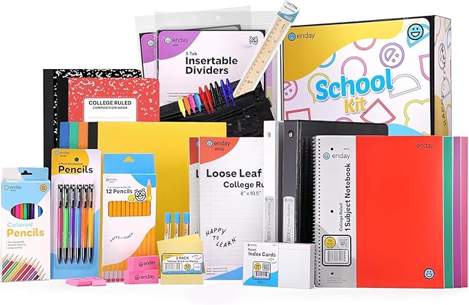Enday Back to School Supplies High School Kit -87 Piece School Supplies Box