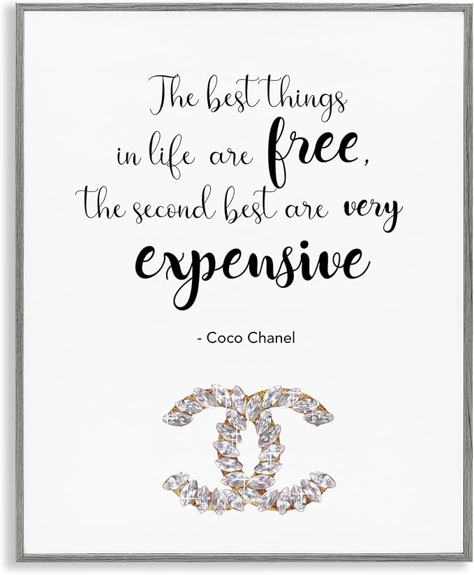 'Best Things In Life Fashion Phrase'| Framed Giclee Art | Stupell Industries | Gray, 24 x 30 Inches, Easy to Hang and Sturdy, Made in USA, by Ziwei Li