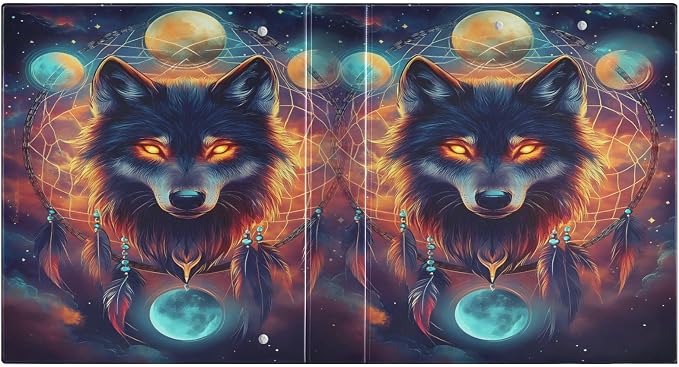 ALAZA 3 Ring Binder Dreamcatcher Wolf Clipboard Round Ring Binder Holds 1.5 Inch Three Binders Heavy Duty Binders for Office Supplies, 1Pack