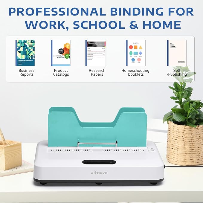 OFFNOVA Thermal Binding Machine 500 Sheets Capacity, No Preheat, Air Cooling, Book Binder Machine with 10 Binding Covers, for A4/A5/Letter Size Business Documents, Office and Homeschool Projects