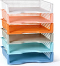 ZZYFGH 6 Pack in Trays for Teachers, Plastic Classroom Paper Organizers, Colorful Storage Baskets for Office, Stackable Office Desktop Document Paper Storage(13.4 * 9.5 * 2.7in)