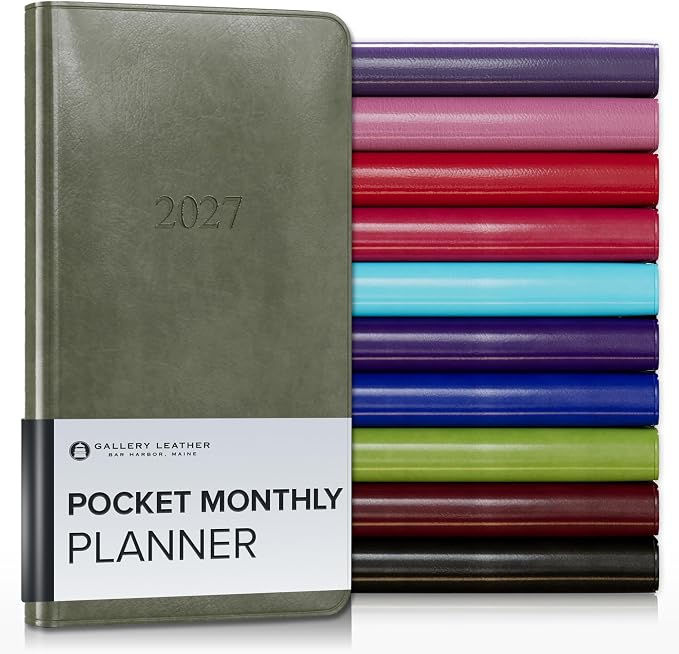 Gallery Leather Pocket Monthly Planner 2026-2027 Acadia Cactus