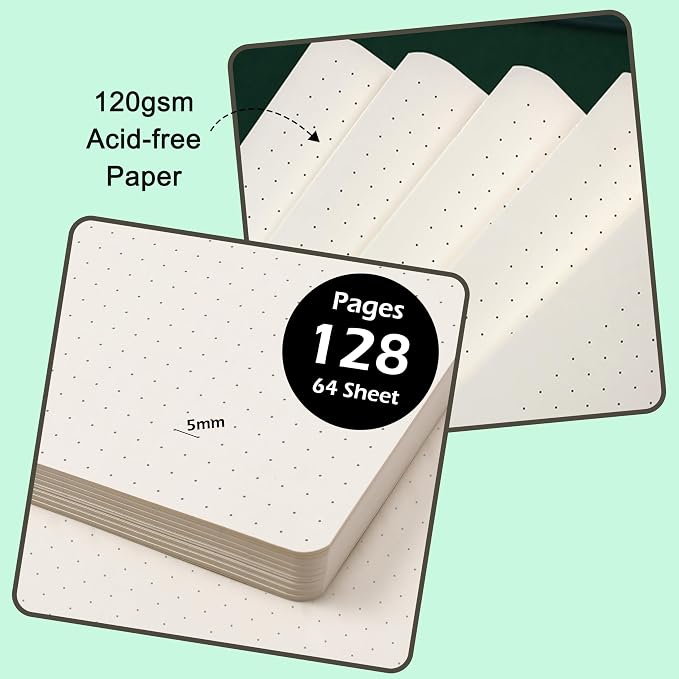 Dotted Journal/Notebook - Dot Grid Hard Cover Notebook, 5.3'' x 8.26''
