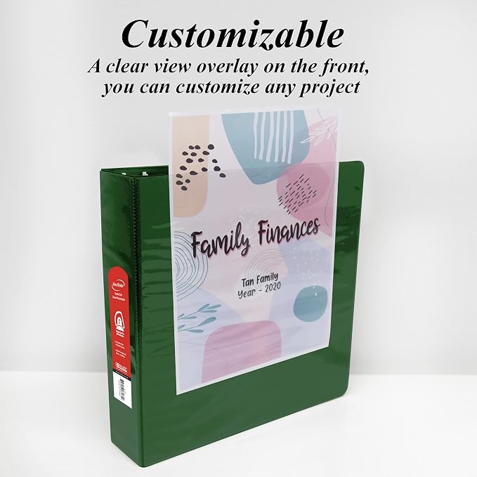 BAZIC Products 3" Green 3-Ring View Binder, Slant-D Ring, 2 Pockets, 2-Pack | 2 inside pockets, 3 in Green view 3-ring binder, slant-D rings, holds up to 600 sheets, Durable poly cover, 2 Pockets