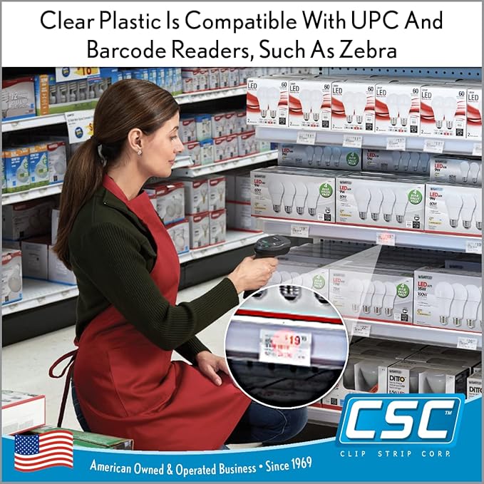 Clip Strip Corp. Price/Data Channel Label Holder Chips, Clear Plastic Tags, 3" L x 1.25" H, 7.5 Mil Thick, Gondola Shelf Edge, Reusable, Made for Point of Purchase Shelf Molding (1000)