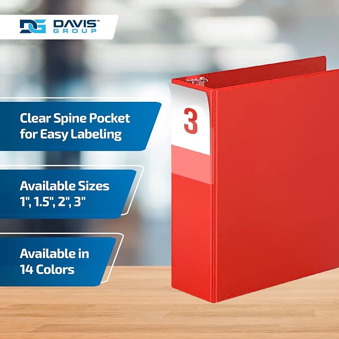 Premium Economy 6-Pack 3-Ring Binders for School or Office, D-Ring Binders, 3 Inch, Red