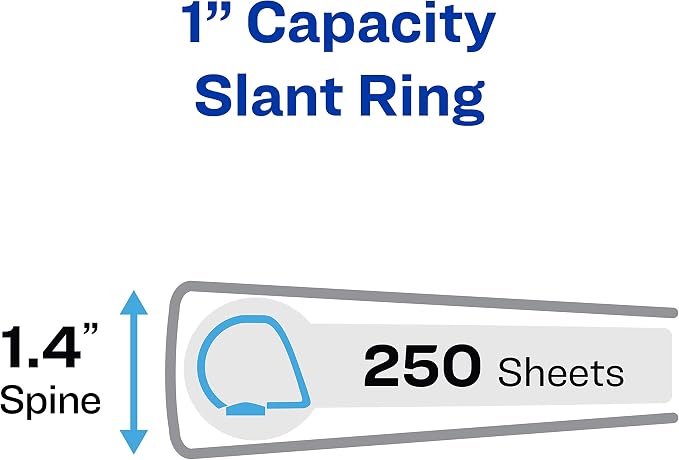 Avery Heavy Duty View 3 Ring Binder, 1" One Touch Slant Ring, Holds 8.5" x 11" Paper, 4 Navy Blue Binders (79869)
