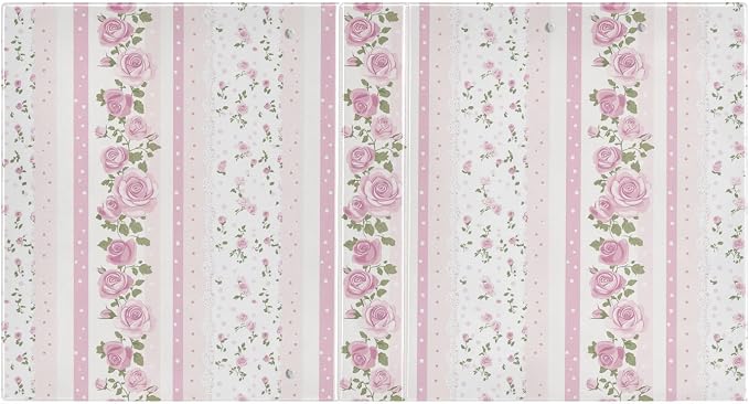 Pink and White Striped Rose Floral Binder 1.5 Inch Binder with Clipboard&Pockets, Hardcover Binders 3 Ring, Heavy Duty Large File Folder for Office School Supplies - Holds 200 Sheets
